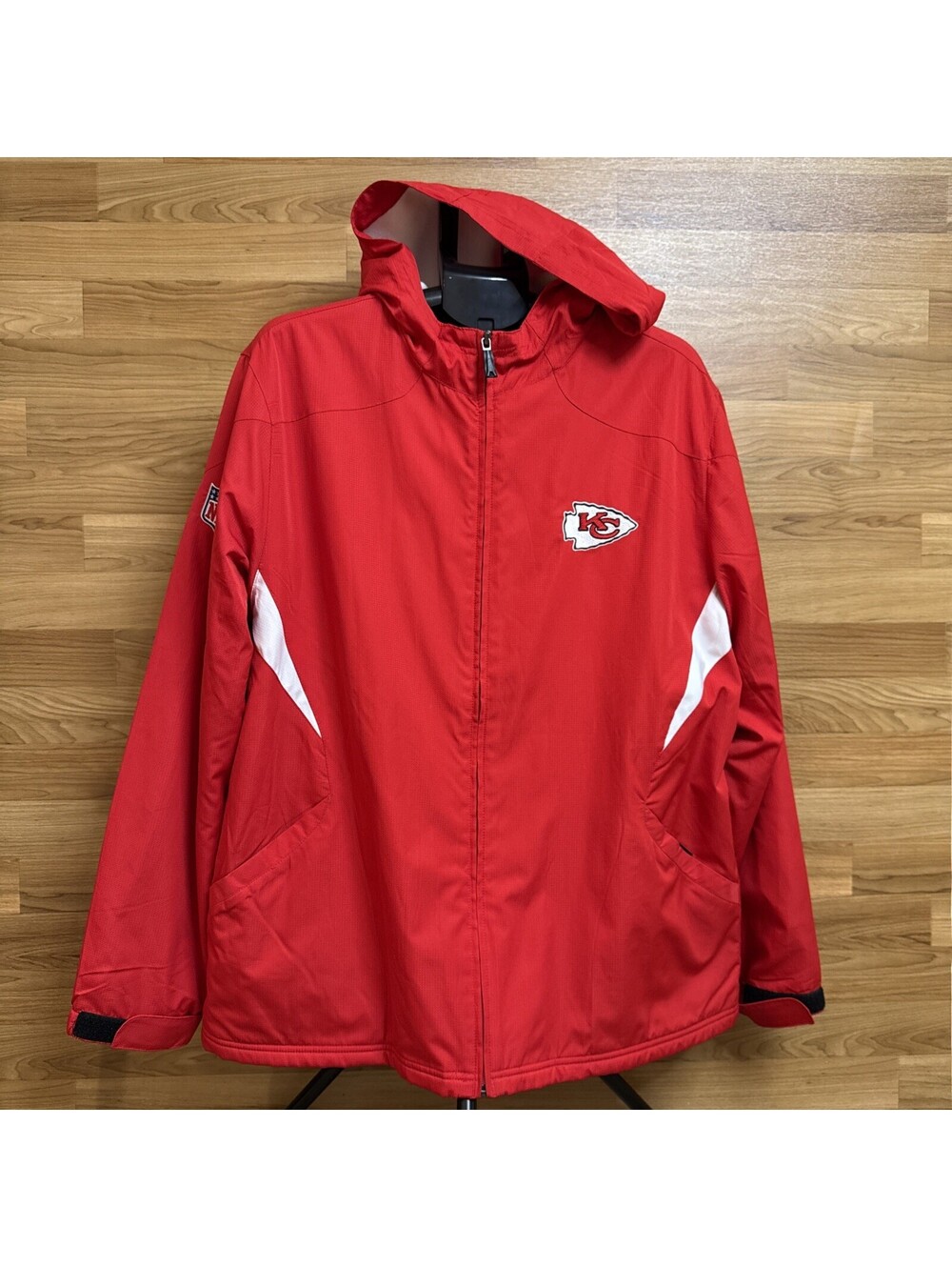 Kansas City Chiefs Reebok NFL On Field Fleece Lined Jacket Mens Large Red